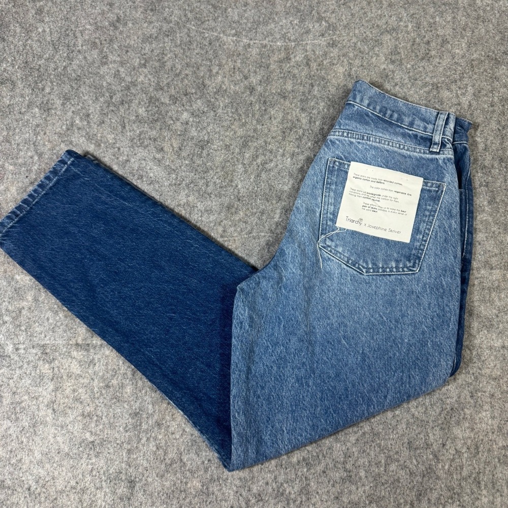 Triarchy x Josephine Skriver Two Tone Split Denim Jeans Blue High Rise Size 28